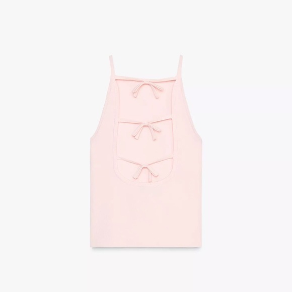 Zara Pink Tank Top with Bow Details - Picture 1 of 1
